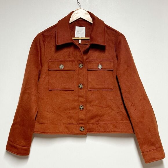 Avec Les Filles Womens Rust Relaxed Shacket Button Up Jacket Large - Picture 2 of 4